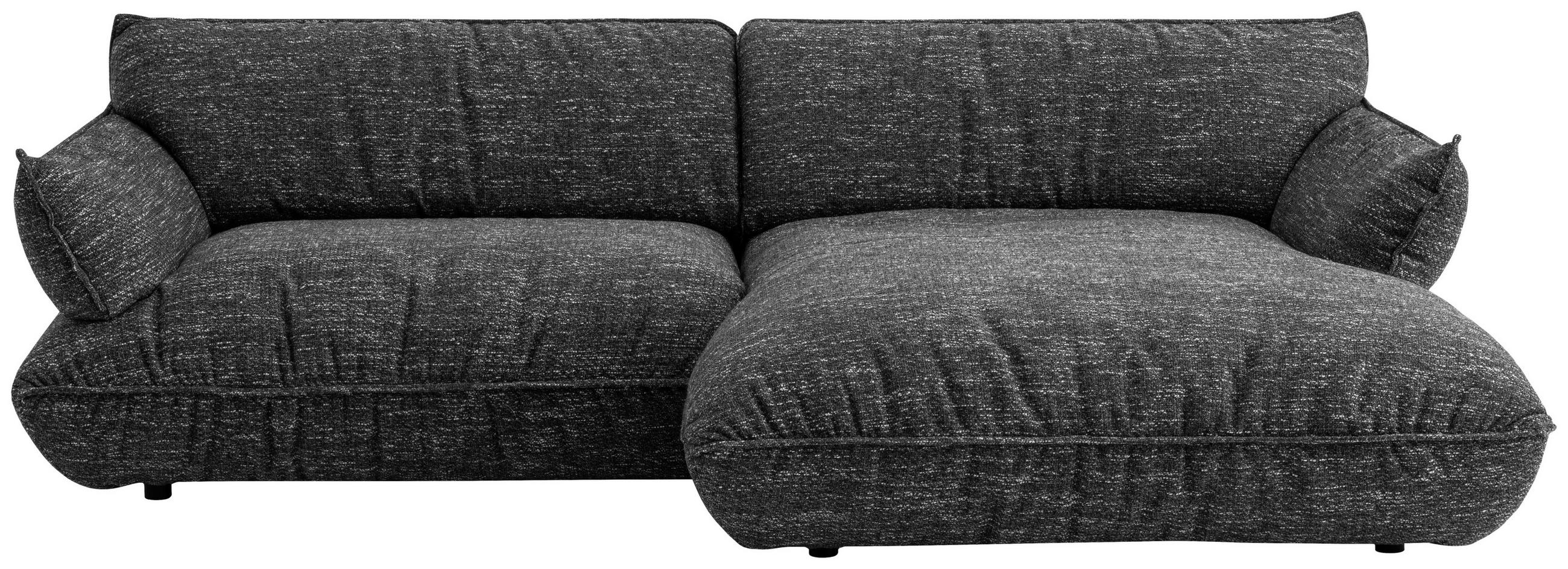 ECKSOFA Graubraun Flachgewebe  - Graubraun/Schwarz, Design, Kunststoff/Textil (264/185cm) - Belluti