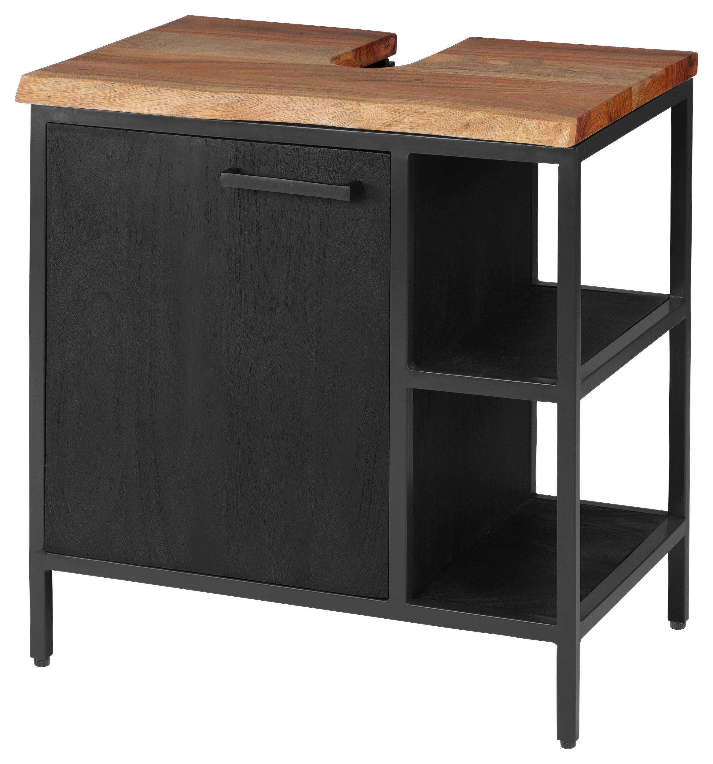 WASCHBECKENUNTERSCHRANK 62/65/40 cm  - Anthrazit/Schwarz, MODERN, Holz/Metall (62/65/40cm) - Livetastic