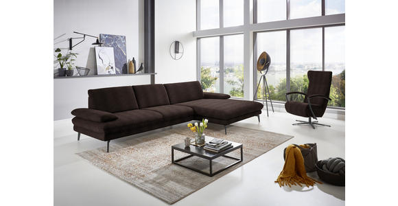 ECKSOFA in Chenille Dunkelbraun  - Dunkelbraun/Schwarz, Design, Textil/Metall (310/180cm) - Dieter Knoll