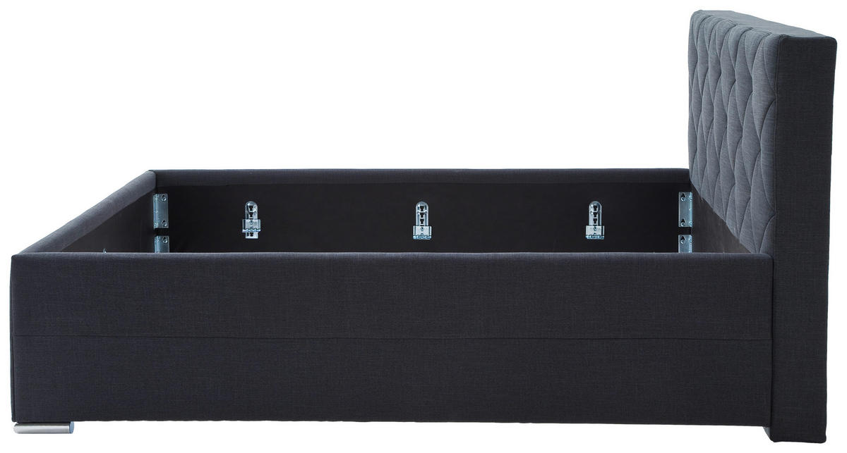 POLSTERBETT 180/200 cm,  in Anthrazit,  - Chromfarben/Anthrazit, KONVENTIONELL, Textil/Metall (180/200cm) - Livetastic