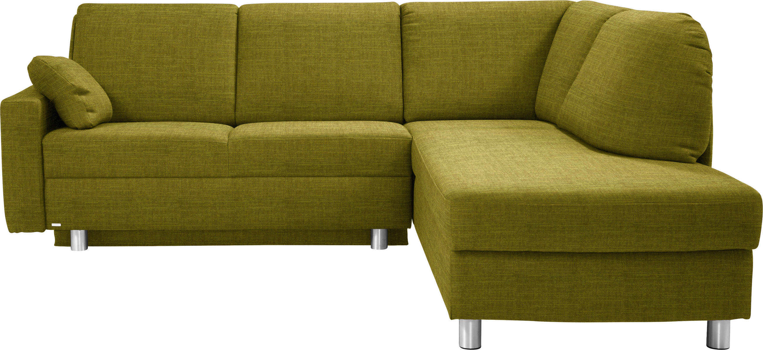 ECKSOFA 227/208 cm  in Chenille Grün Zierkissen, Armlehnenkissen  227/208 cm  - Alufarben/Grün, KONVENTIONELL, Textil/Metall (227/208cm) - Sedda