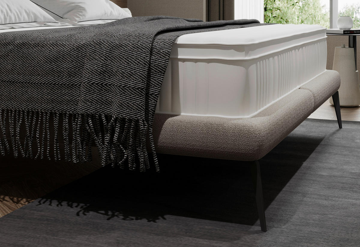 Polsterbett inkl. Matratze 180/200 cm  in Hellgrau  - Weiss/Creme, Modern, Textil/Metall (180/200cm) - Livetastic