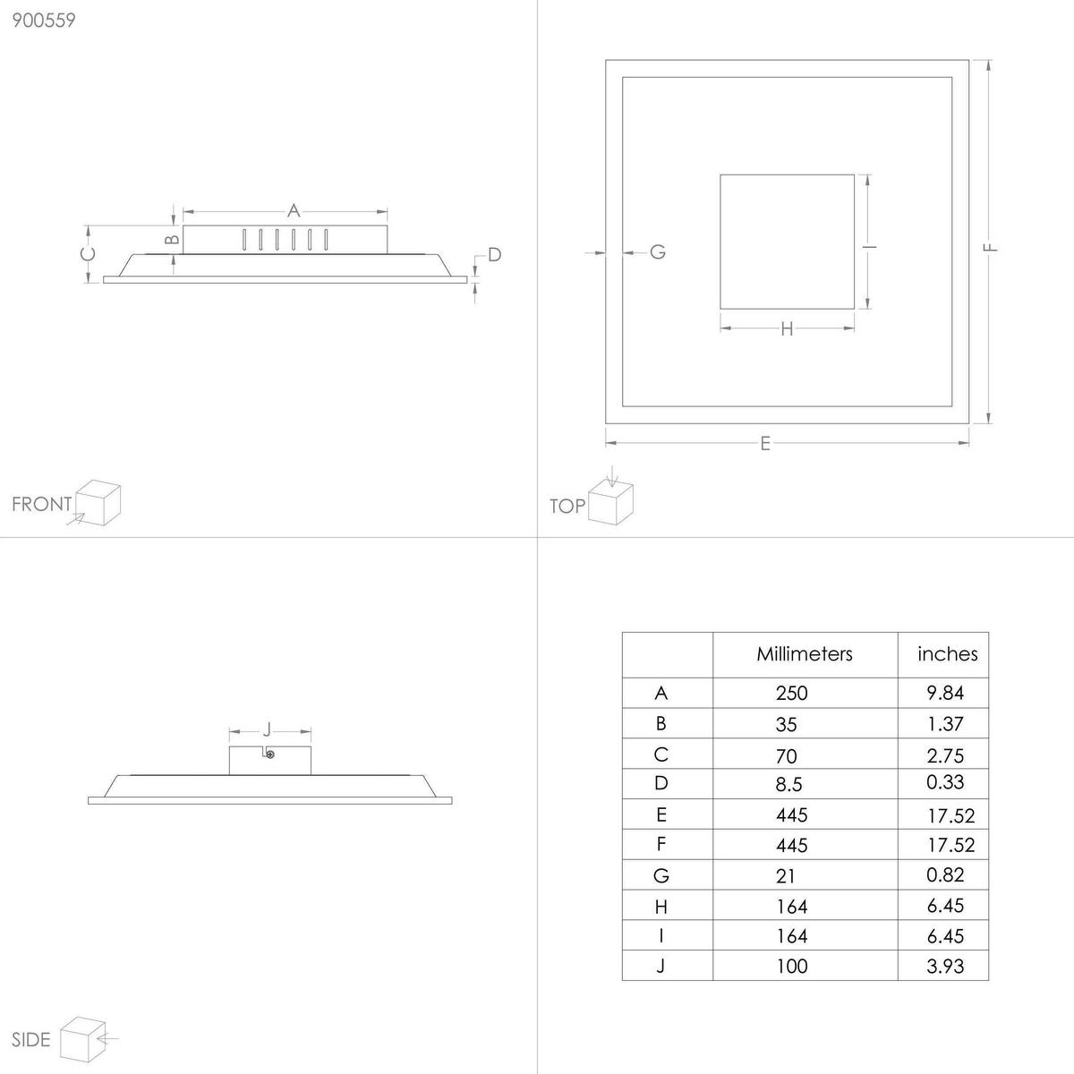 LED-DECKENLEUCHTE 44,5/44,5/5 cm   - Schwarz/Weiß, Basics, Kunststoff/Metall (44,5/44,5/5cm) - Eglo