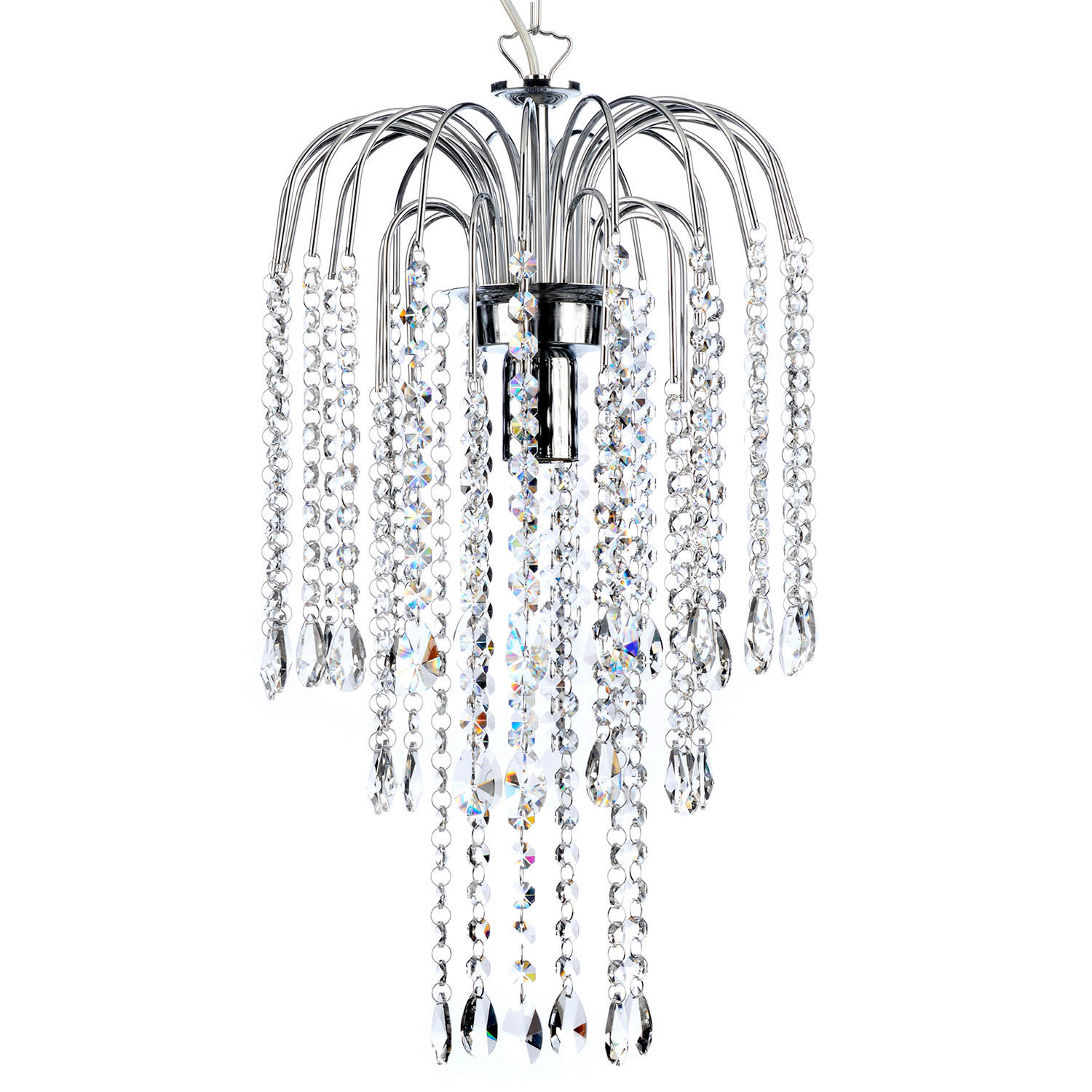 KRISTALL-HÄNGELEUCHTE 30/30/100 cm   - Chromfarben, KONVENTIONELL, Glas/Metall (30/30/100cm)