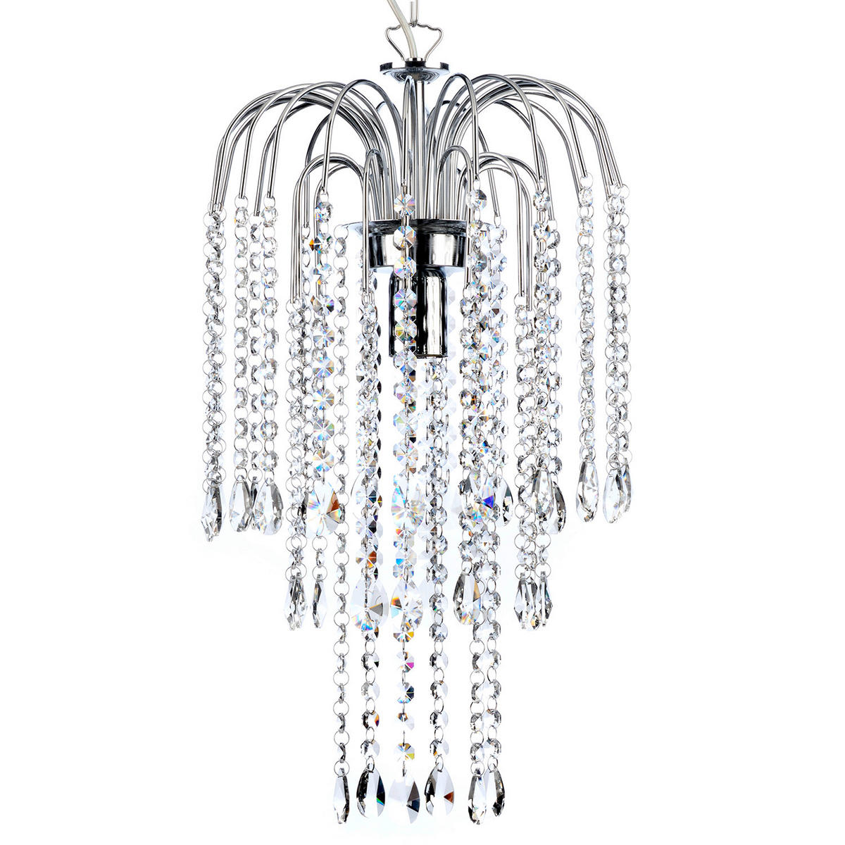 KRISTALL-HÄNGELEUCHTE 30/30/100 cm   - Chromfarben, KONVENTIONELL, Glas/Metall (30/30/100cm)