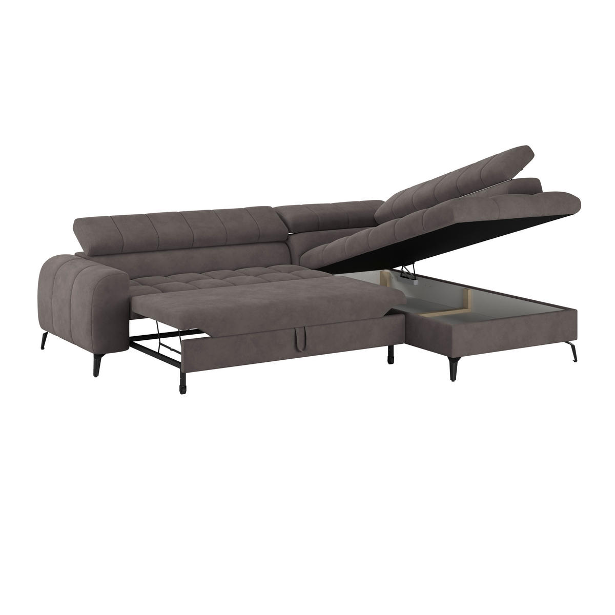 ECKSOFA in Graphitfarben  - Dunkelgrau/Schwarz, Trend, Kunststoff/Textil (261/203cm) - Livetastic
