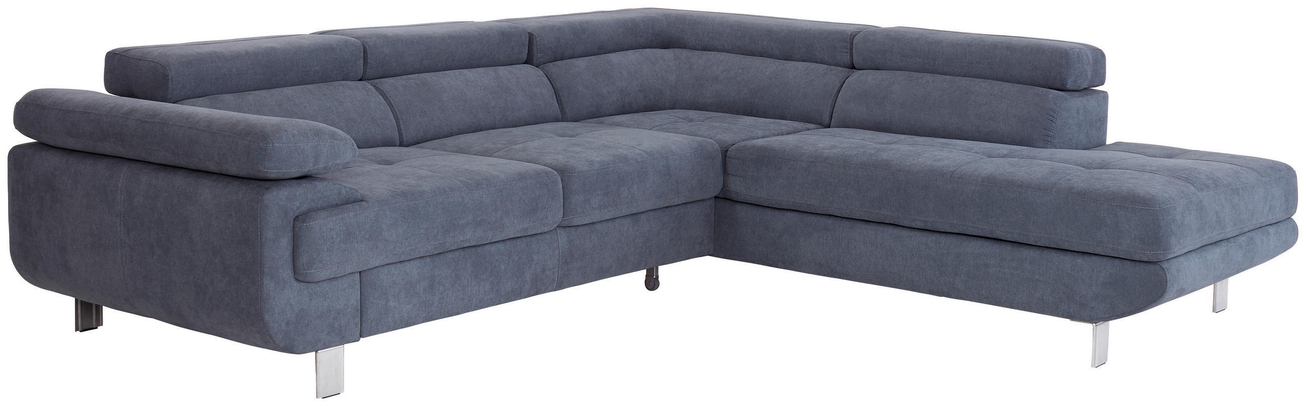 HÖRNSOFFA i dräll blågrå  - blågrå, Modern, metall/textil (270/230cm) - Ondega