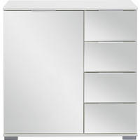 KOMMODE 81/83/41 cm 4 Schublade(n)  - Weiss/Alufarben, Design, Glas/Holzwerkstoff (81/83/41cm) - Livetastic