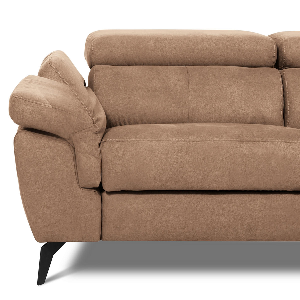 ECKSOFA Lederlook Hellbraun  - Hellbraun/Schwarz, Design, Textil/Metall (265/210cm) - Livetastic