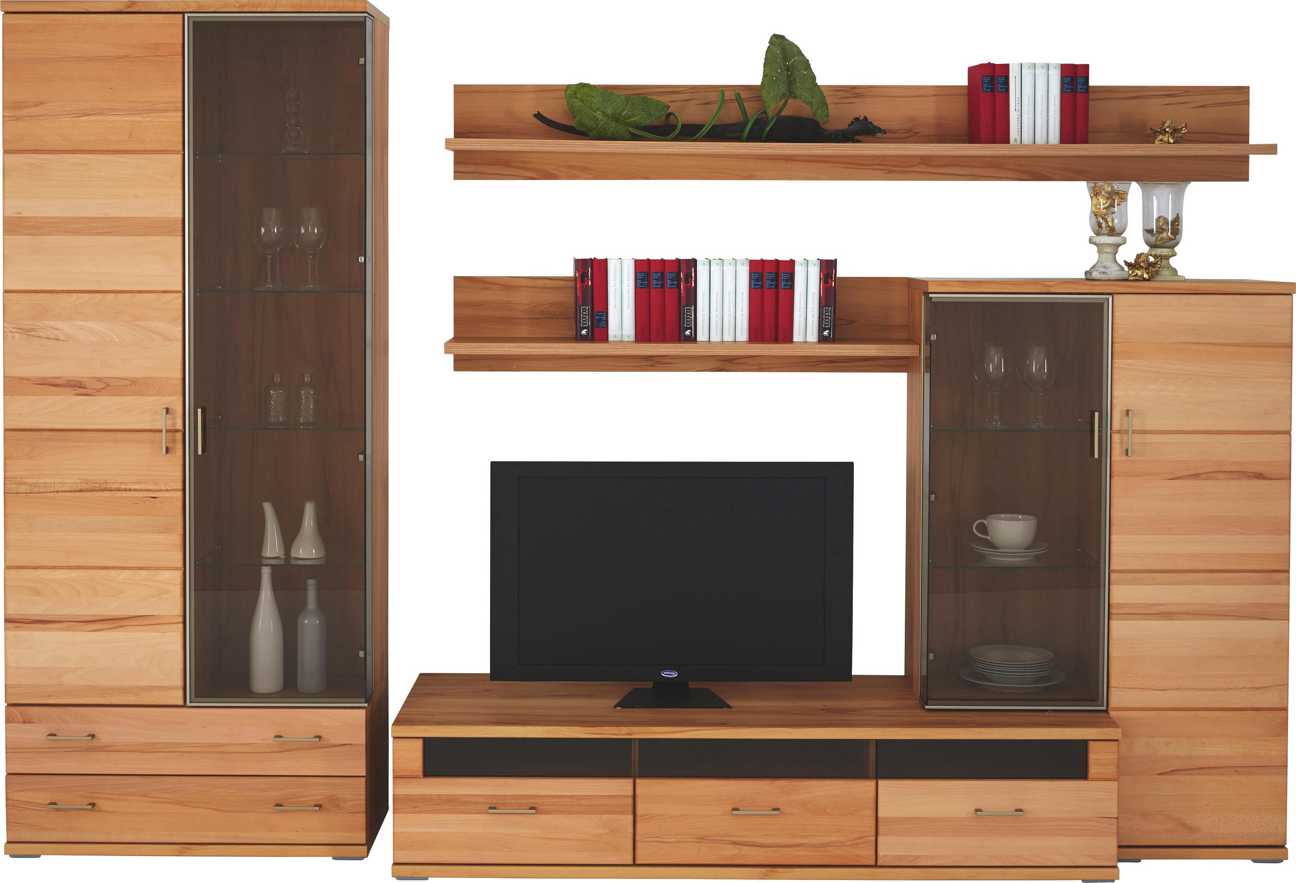 Wohnwand in Buchefarben