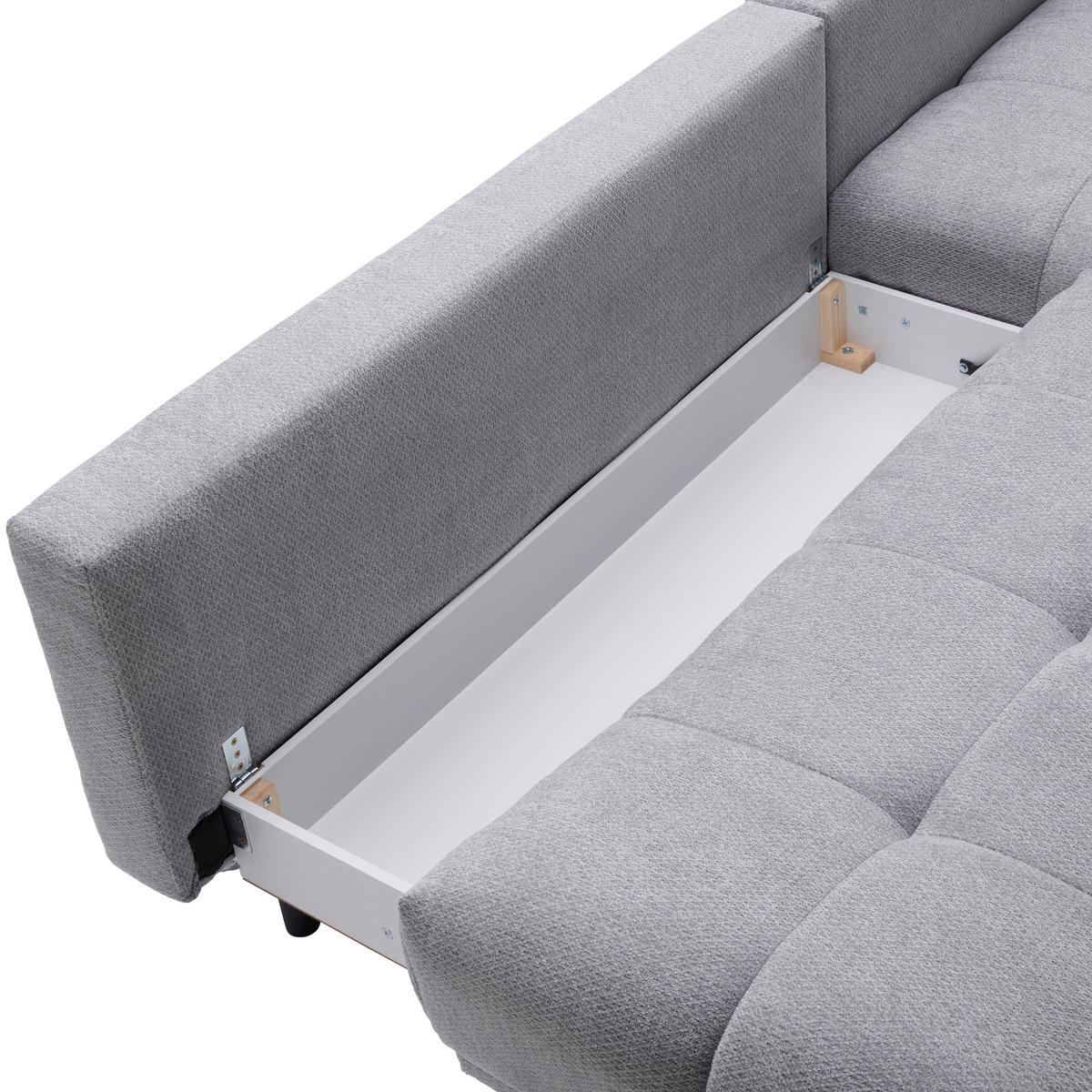 ECKSOFA in Chenille Grau  - Schwarz/Grau, Modern, Textil/Metall (182/290cm) - Hom`in