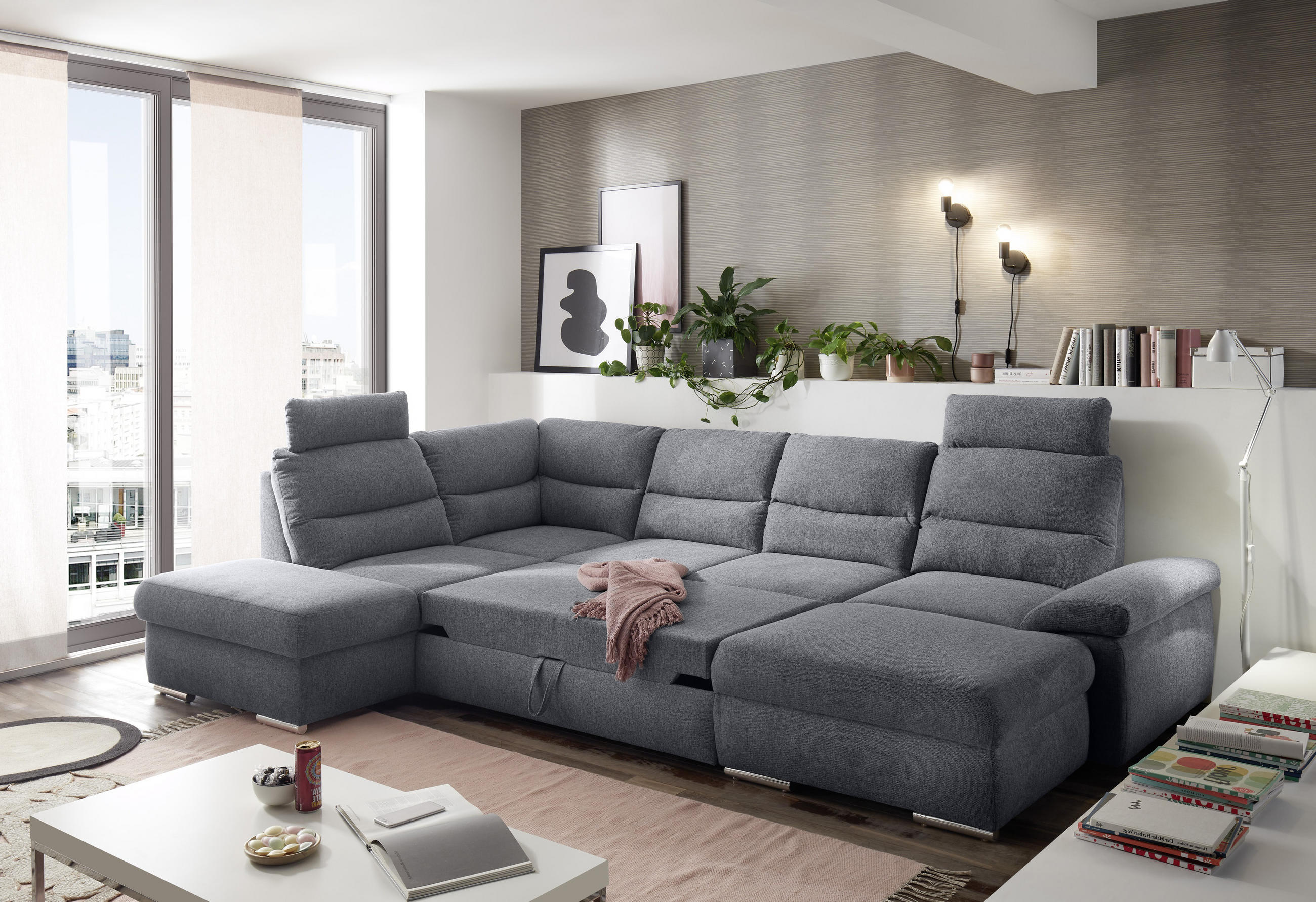 SOFFA i tyg antracit - silver/antracit, Basics, träbaserade material/textil (218/325/166cm) - MID.YOU