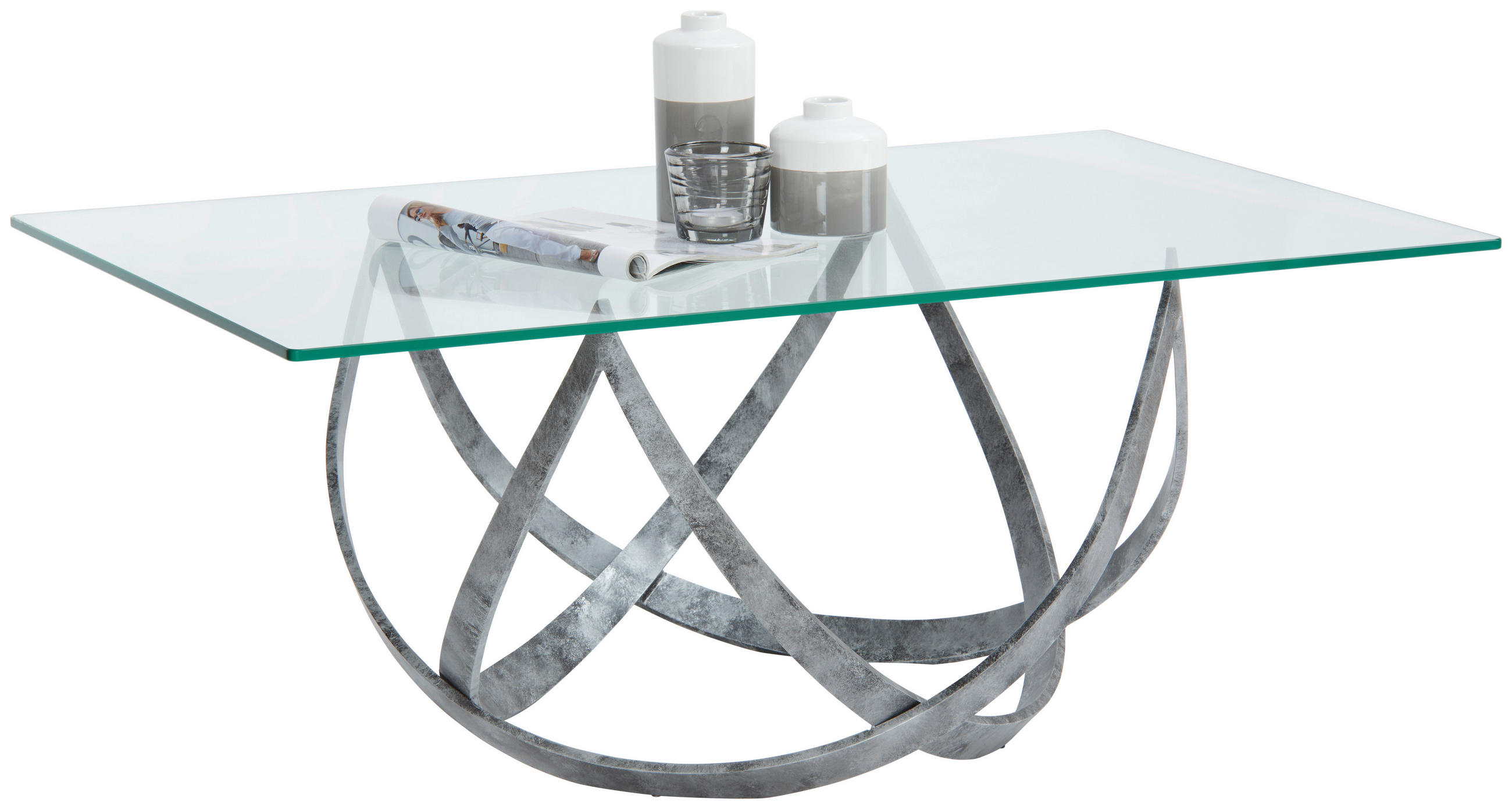 COUCHTISCH ESG, Klarglas 110/70/45 cm rechteckig Edelstahlfarben  - Edelstahlfarben, Design, Glas/Metall (110/70/45cm) - Novel