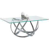 COUCHTISCH in Metall, Glas 110/70/45 cm  - Edelstahlfarben, Design, Glas/Metall (110/70/45cm) - Novel