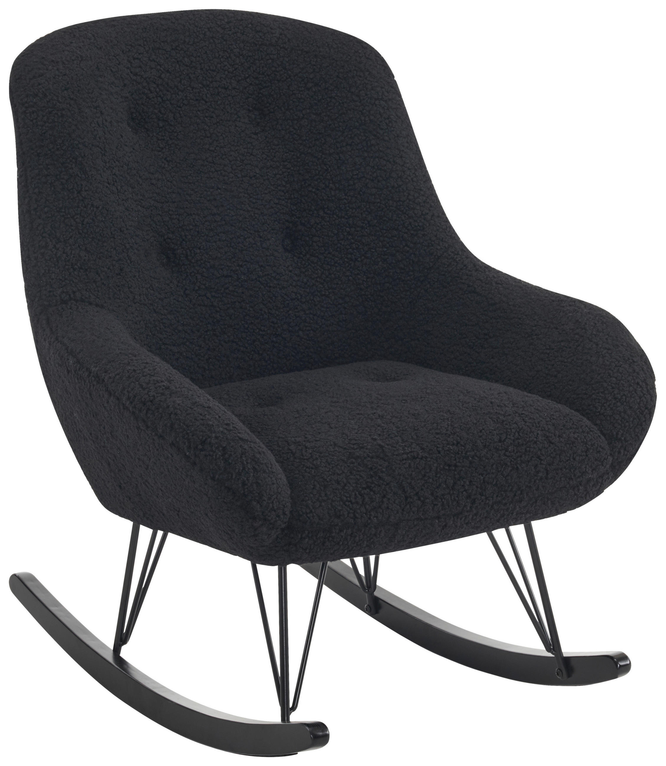 SCHAUKELSTUHL in Bouclé Schwarz  - Schwarz, MODERN, Holz/Textil (73/83/94cm) - MID.YOU