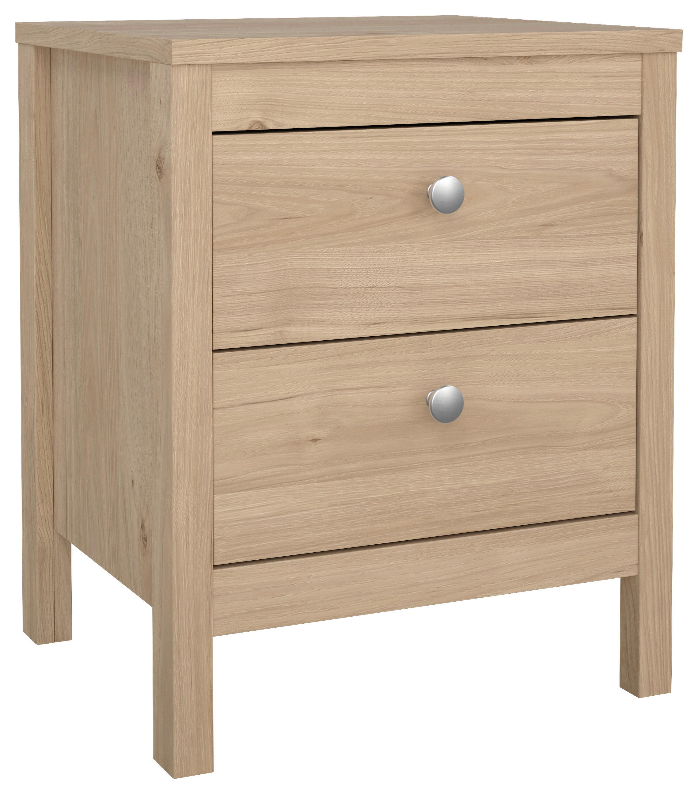 NACHTSCHRANK 43,8/54,1/38,4 cm  - Eichefarben/Silberfarben, Basics, Leder/Holzwerkstoff (43,8/54,1/38,4cm) - MID.YOU