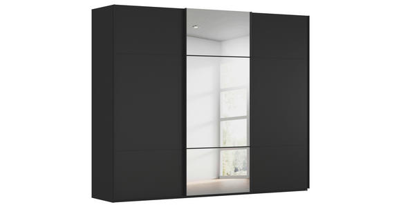 SCHWEBETÜRENSCHRANK 271/223/68 cm 3-türig Schwarz - Schwarz, KONVENTIONELL, Glas/Holzwerkstoff (271/223/68cm) - Novel