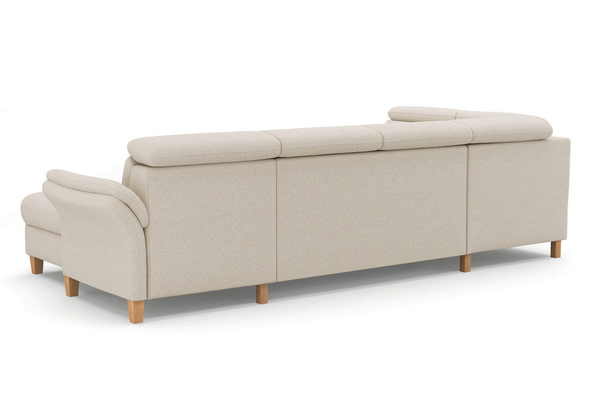 WOHNLANDSCHAFT GLENDALE E Creme Flachgewebe  - Eichefarben/Creme, KONVENTIONELL, Holz/Textil (193/321/166cm) - Sit & More
