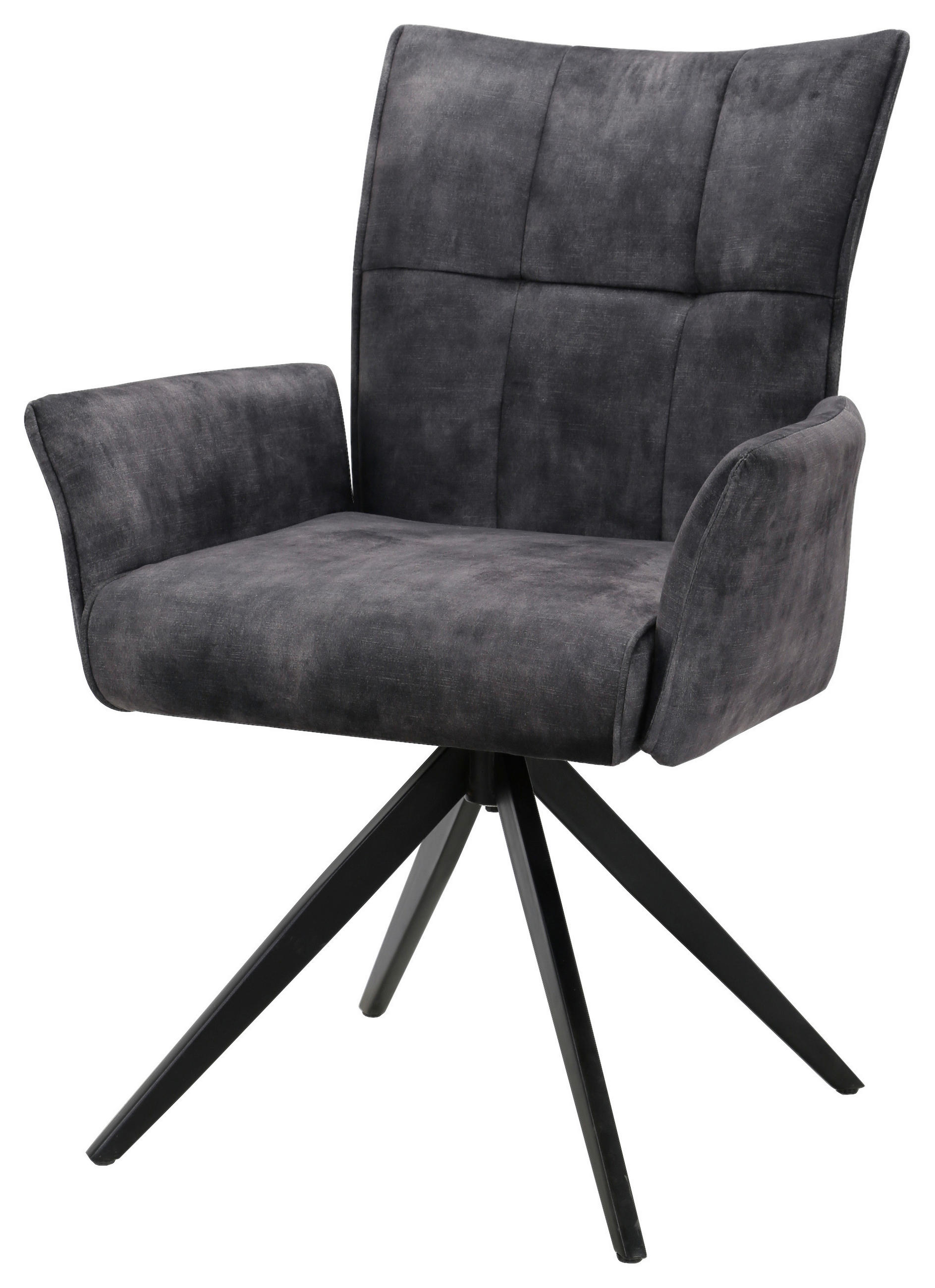 ARMLEHNSTUHL  in Eisen Samt  - Dunkelgrau/Schwarz, Design, Textil/Metall (62/92/66cm) - Hom`in