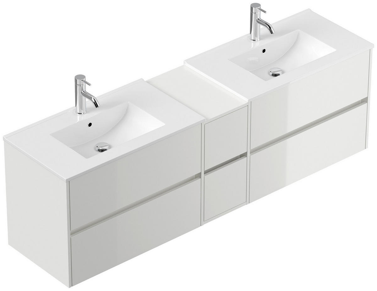 BADEZIMMER 3-teilig  in 190 cm  - Weiß Hochglanz/Weiß, Trend, Glas/Holzwerkstoff (190cm) - MID.YOU
