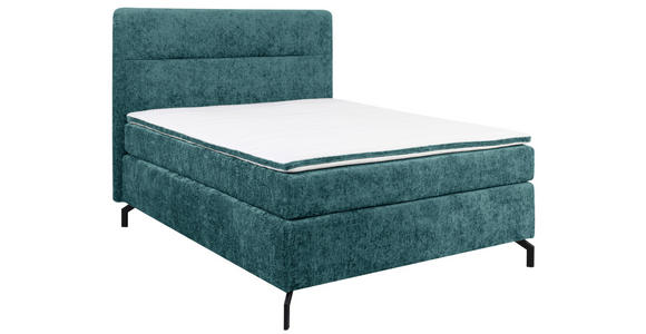 BOXSPRINGBETT 140/200 cm in Petrol - Petrol/Schwarz, Design, Textil/Metall (140/200cm) - Esposa
