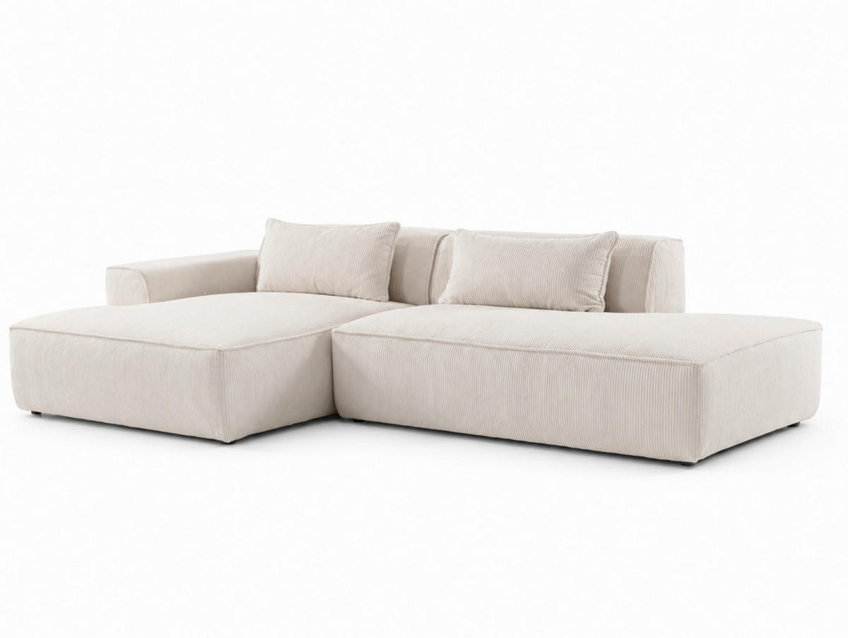 ROHOVÁ SEDAČKA, plast, textil, kompozitné drevo, béžová - čierna/béžová, Konventionell, kompozitné drevo/textil (294/165cm) - Livetastic