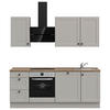 KÜCHENLEERBLOCK 210 cm   in Grau, Eiche dunkel  - Eiche dunkel/Schwarz, MODERN, Holzwerkstoff/Metall (210cm) - Nobilia