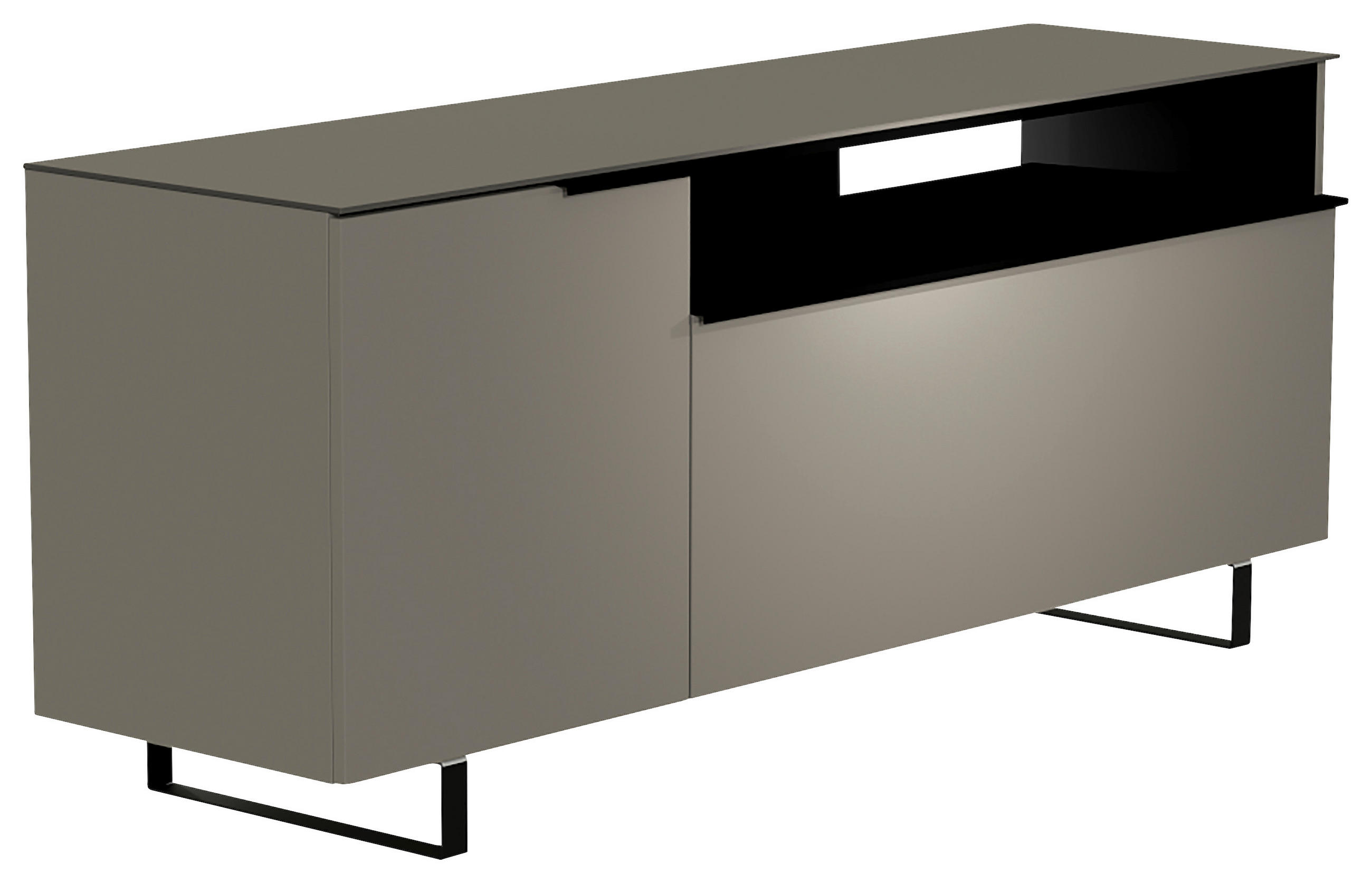 LOWBOARD  160/66/45 cm  Typenauswahl, Beimöbel erhältlich, stehend, Abdeckplatte aus Glas  - Schwarz/Grau, Design, Glas/Holzwerkstoff (160/66/45cm) - Moderano