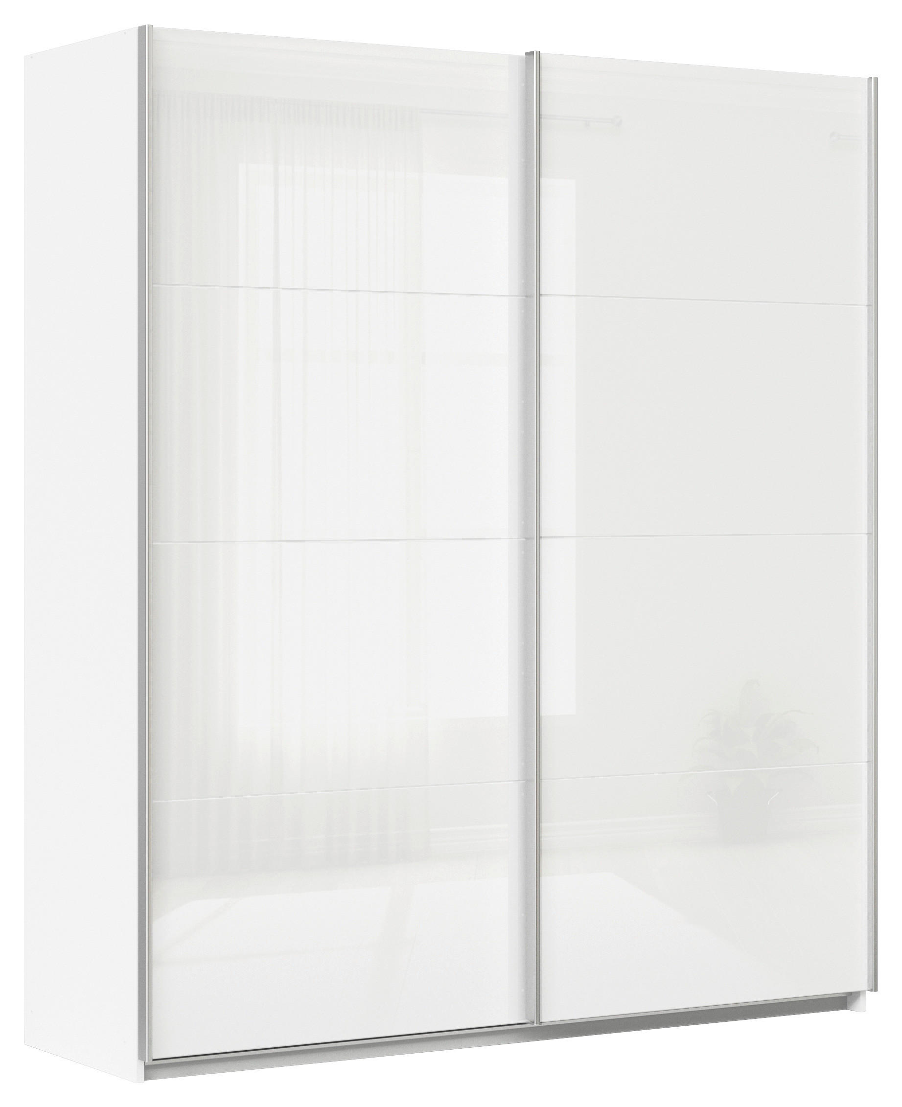 Schwebetürenschrank 181cm Feldkirch, Weiß Hochglanz