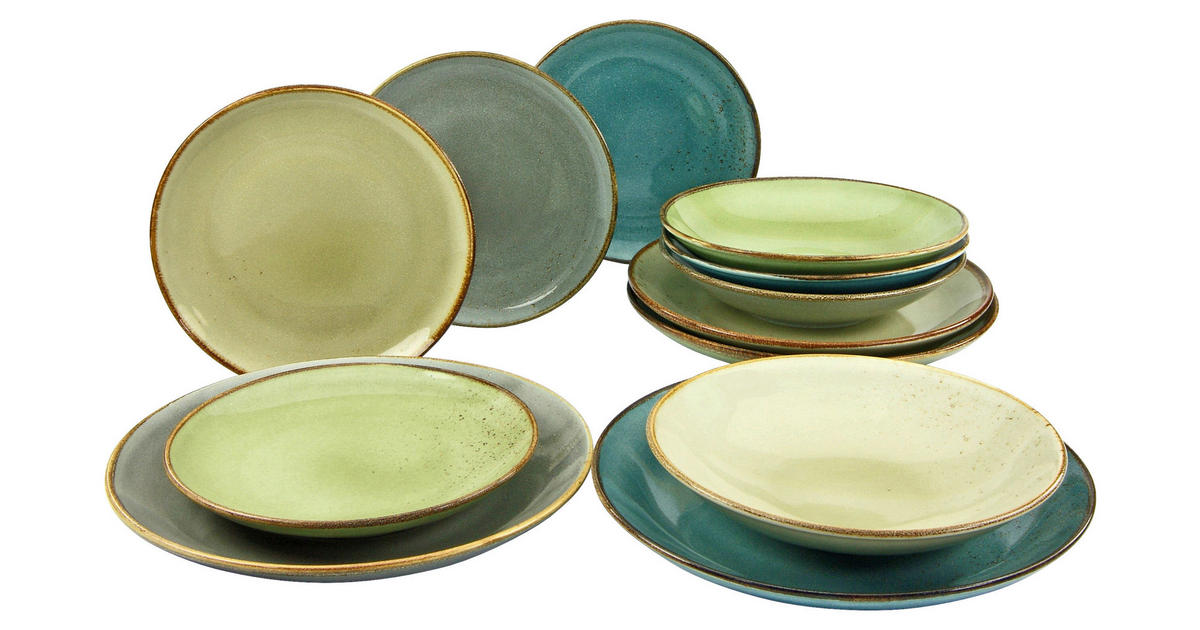 Creatable KOMPLETT SERVIS 12 delar 4 personer grön, multicolor NATURE ...
