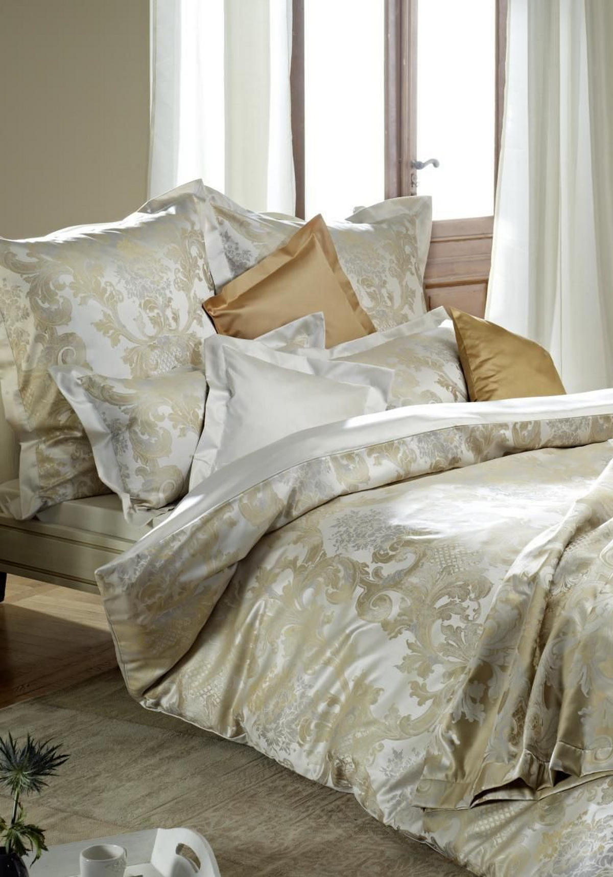 OBOJSTRANNÁ POSTEĽNÁ BIELIZEŇ, damask, zlatá, 140/200 cm - zlatá, Lifestyle, textil (140/200cm) - Curt Bauer