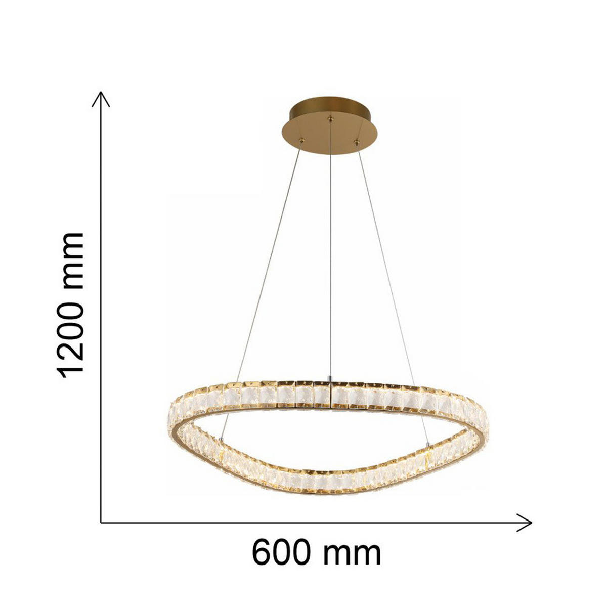 LED FÜGGŐLÁMPA  - aranyszínű/átlátszó, Basics, üveg/fém (120/60/60cm)