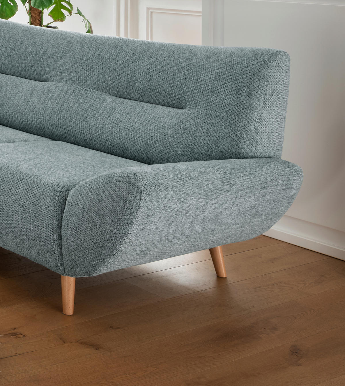 3-SITZER-SOFA in Chenille Blau  - Wildeiche/Blau, Modern, Holz/Textil (205/81/90cm) - MID.YOU