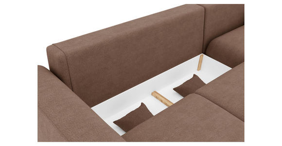 ECKSOFA Taupe Lederlook - Taupe/Chromfarben, KONVENTIONELL, Kunststoff/Textil (293/195cm) - Carryhome