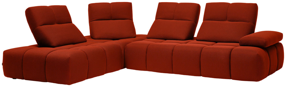 ECKSOFA in Struktur Dunkelorange  - Dunkelorange/Schwarz, Design, Kunststoff/Textil (233/313cm) - Emilio Belluti