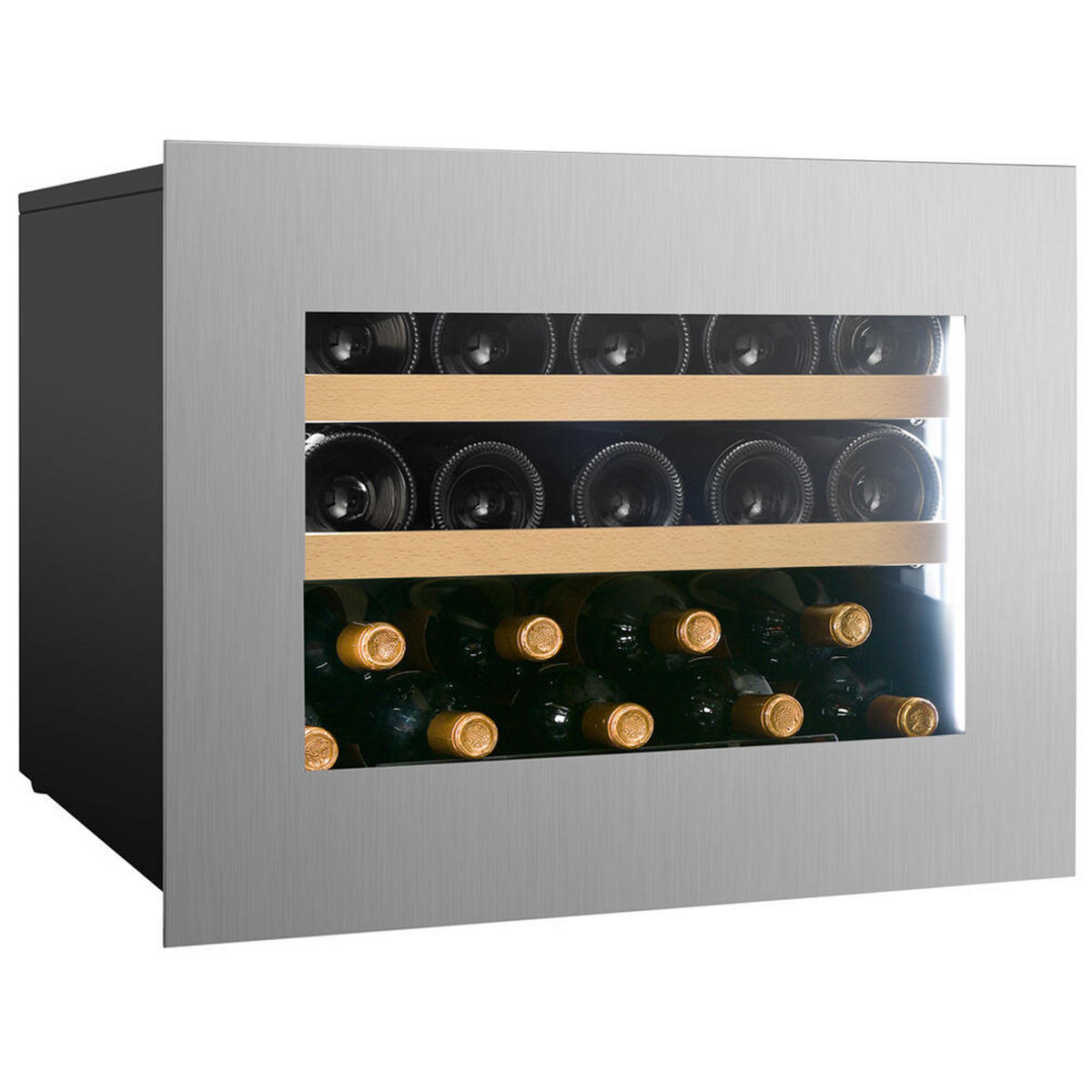 WEINKÜHLSCHRANK DVH-19.50SS.TO  - Edelstahlfarben, Basics, Glas/Holz (59/45,5/56,9cm)