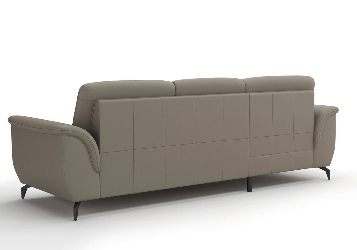 ECKSOFA in Echtleder Grau  164/262 cm  - Schwarz/Grau, MODERN, Leder/Metall (164/262cm) - Sit & More