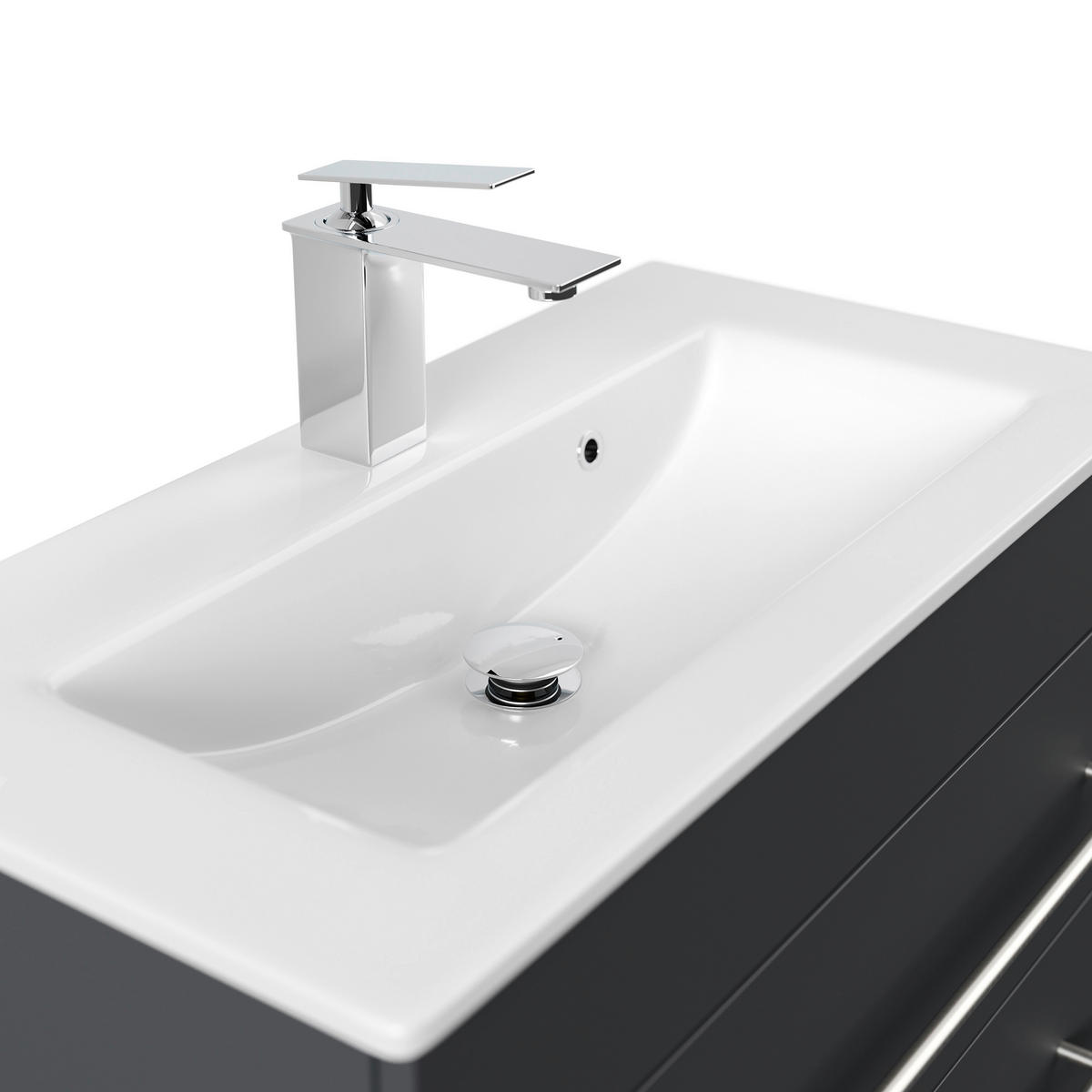 BADEZIMMER  in 70,4 cm  - Weiß Hochglanz/Silberfarben, MODERN, Keramik/Holzwerkstoff (70,4cm) - MID.YOU