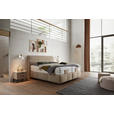 BOXSPRINGBETT 180/200 cm,  in Beige, Matratze, Topper, motorische Verstellbarkeit, Fernbedienung, unterschiedliche Matratzenhärtegrade je Bettseite, H2 + H3 = mittel + fest  - Beige/Schwarz, KONVENTIONELL, Kunststoff/Textil (180/200cm) - Voleo