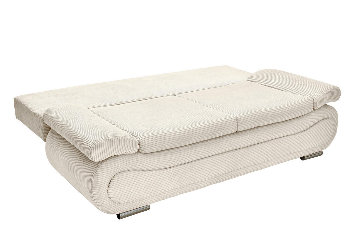 SCHLAFSOFA  mit Bettfunktion erhältlich Cord Creme  - Chromfarben/Creme, Design, Textil/Metall (200/78/90cm) - Venda