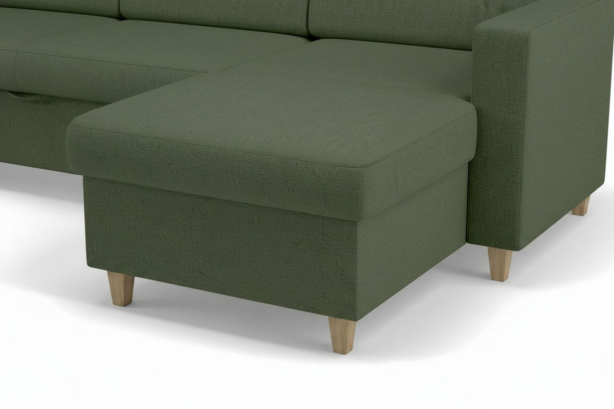 WOHNLANDSCHAFT NIKAS Grün Bouclé  - Buchefarben/Grün, Design, Holz/Textil (310/198/145cm) - MID.YOU