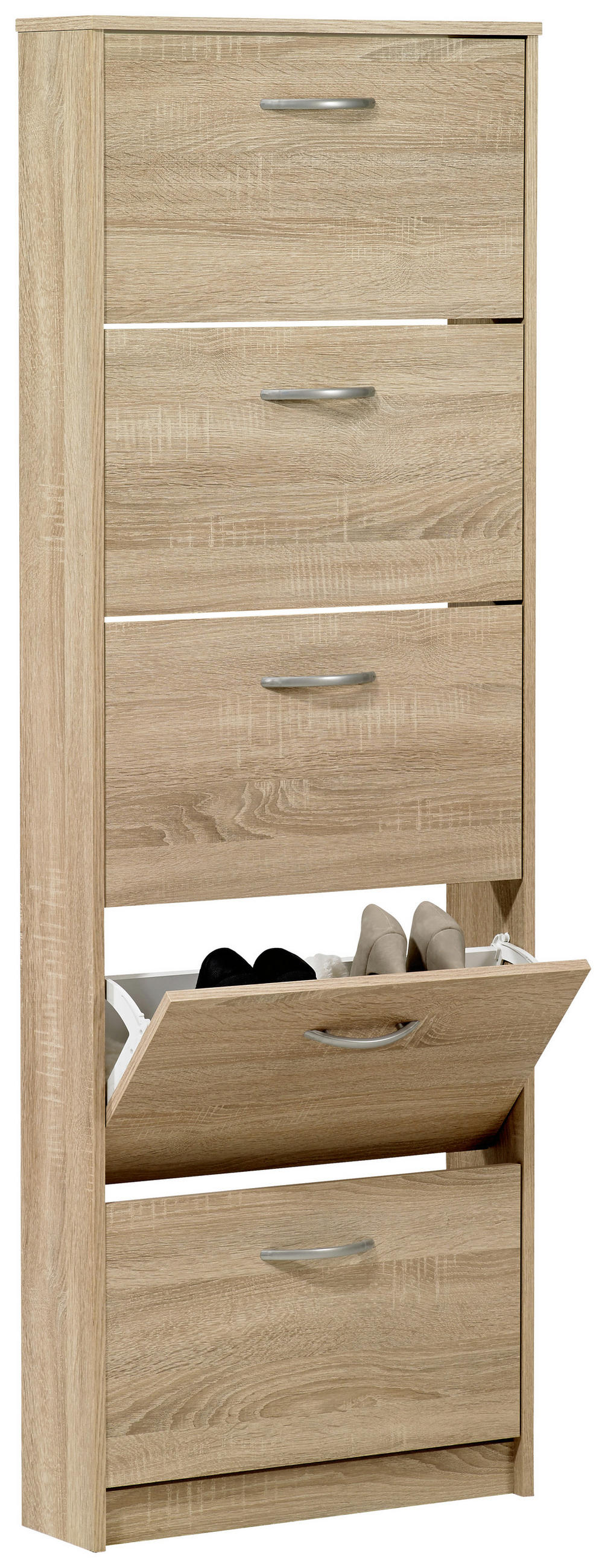 CIPELARNIK SA NAGIBNIM VRATIMA  boja hrasta  pločasti materijal     - boja hrasta/srebrna, Dizajnerski, pločasti materijal/plastika (58,5/168,5/17cm) - Boxxx