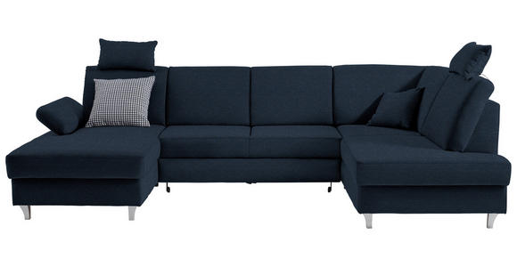 WOHNLANDSCHAFT in Webstoff Dunkelblau  - Silberfarben/Dunkelblau, KONVENTIONELL, Holz/Textil (167/322/186cm) - Cantus