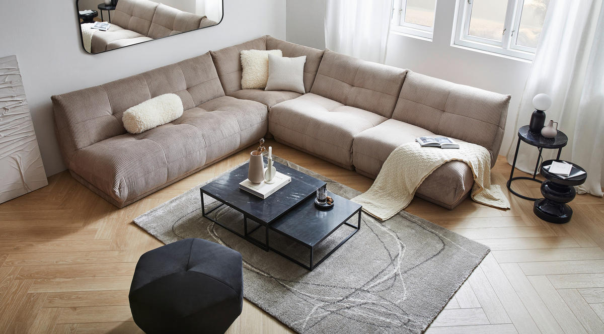 SOFAELEMENT GISELLE Cord Taupe  - Taupe, Trend, Textil (105/80/112cm) - Livetastic
