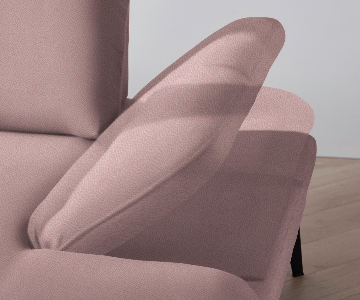ECKSOFA in Flachgewebe Hellrosa  - Hellrosa/Schwarz, Design, Textil/Metall (180/289cm) - Stylife