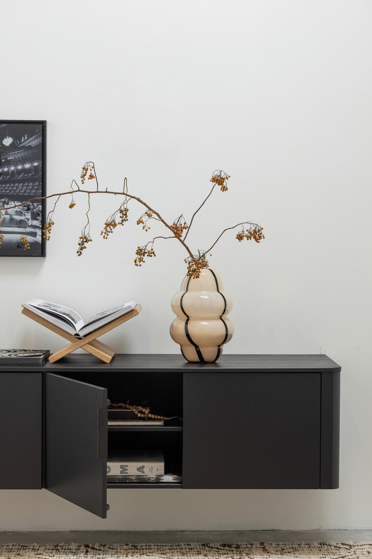 LOWBOARD Gunnar 200/56/44 cm  stehend, hängend  - Schwarz, Design, Holz/Metall (200/56/44cm) - Livetastic