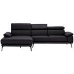 ECKSOFA Dunkelbraun Echtleder  - Dunkelbraun/Schwarz, Design, Leder/Metall (187/295cm) - Novel