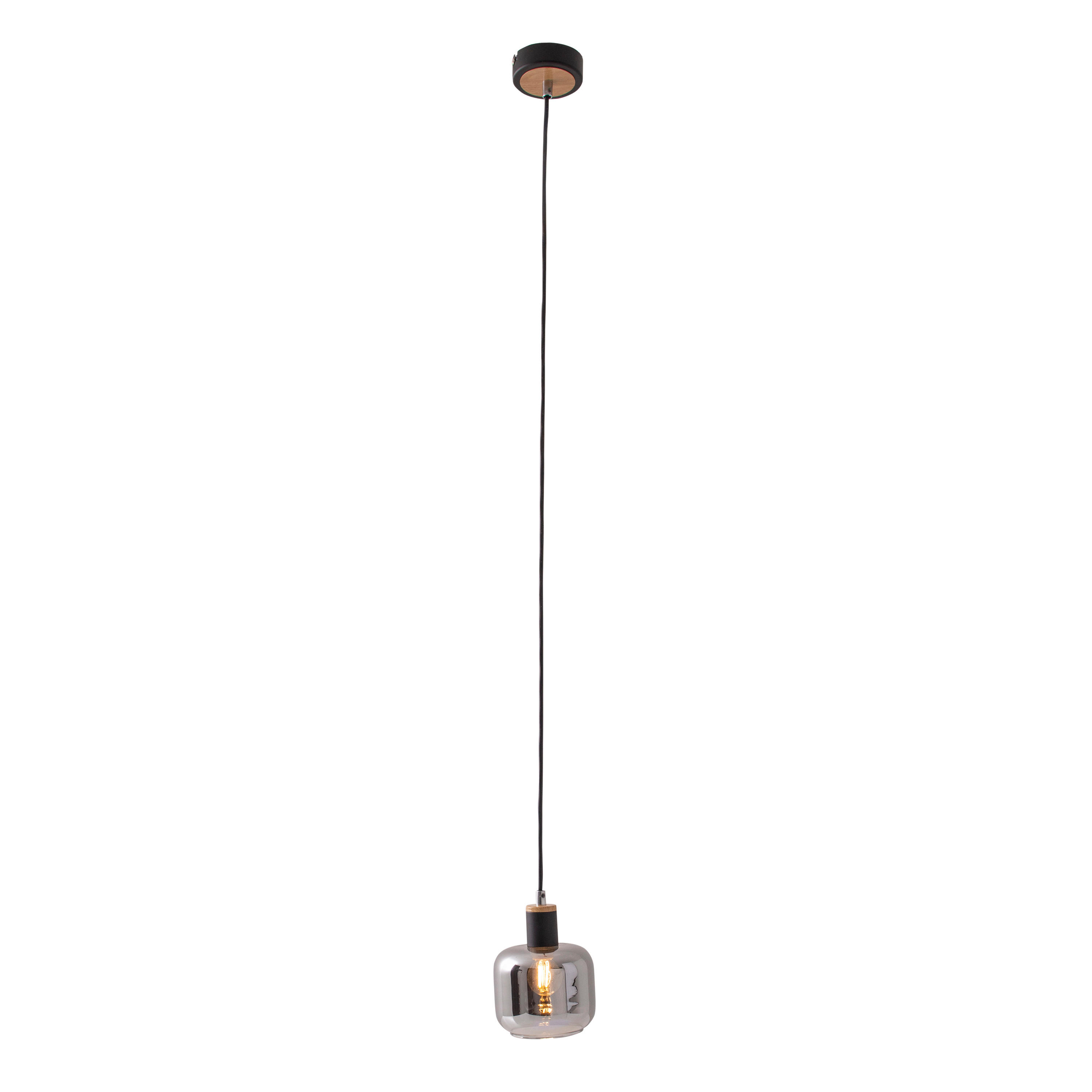 PENDELLEUCHTE 13/120 cm  - Schwarz/Naturfarben, Design, Glas/Metall (13/120cm) - Näve