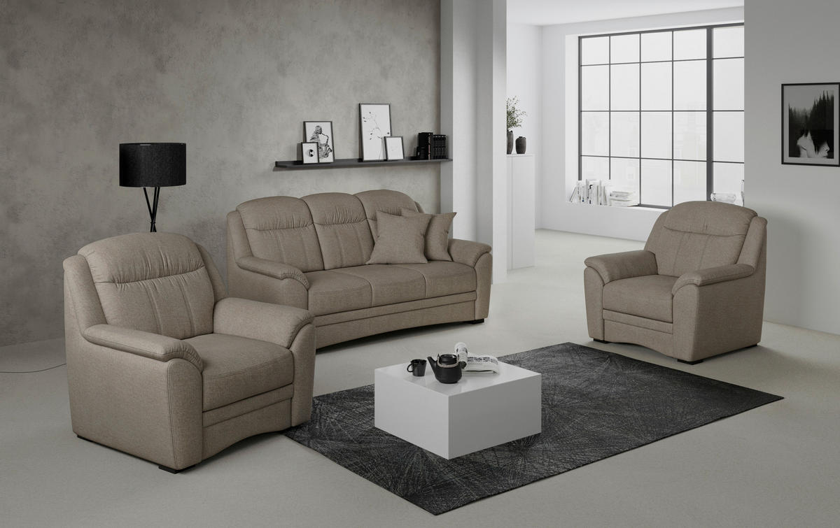 TROJMIESTNA POHOVKA, textil, taupe - čierna/taupe, Design, textil/plast (193/99/106cm) - Cantus