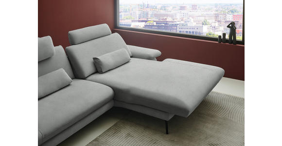 ECKSOFA  in Chenille, Flachgewebe Grau  284/180 cm  - Schwarz/Grau, Design, Textil/Metall (284/180cm) - Dieter Knoll